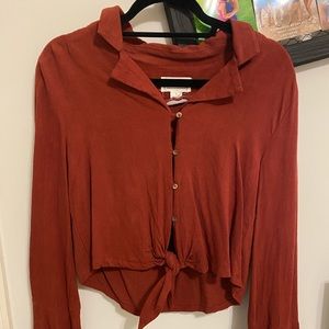 Red/orange button down blouse
